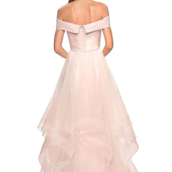 NWT La Femme 27224 Off-Shoulder Tulle Prom Dress Blush size 0 - Picture 2 of 4